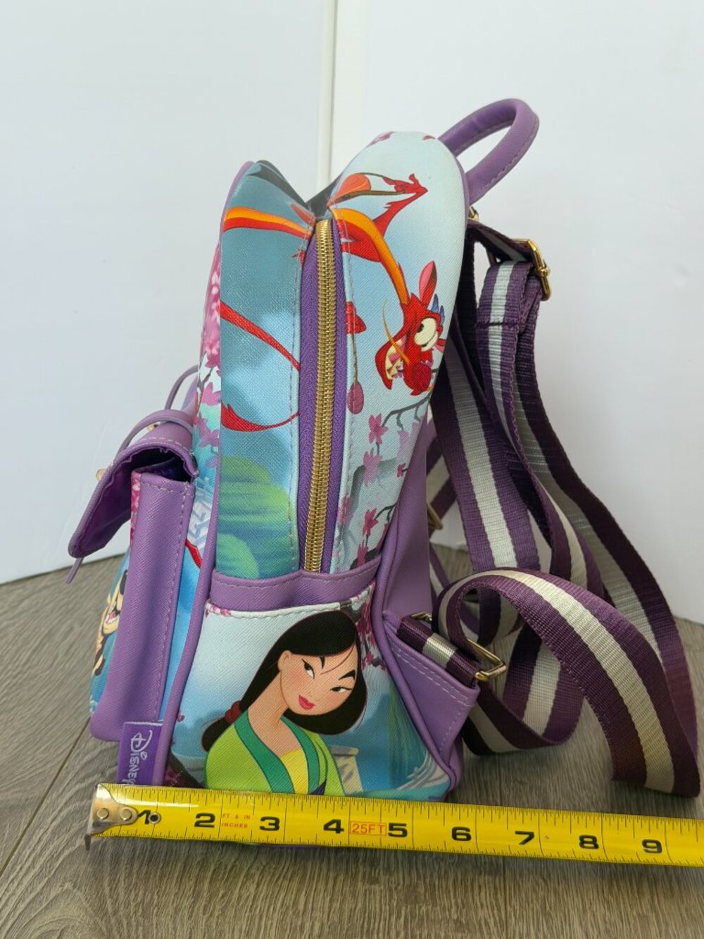 Disney Princess Mulan Mini Backpack Purple Faux Leather Book Bag 2020 11" - Picture 12 of 12